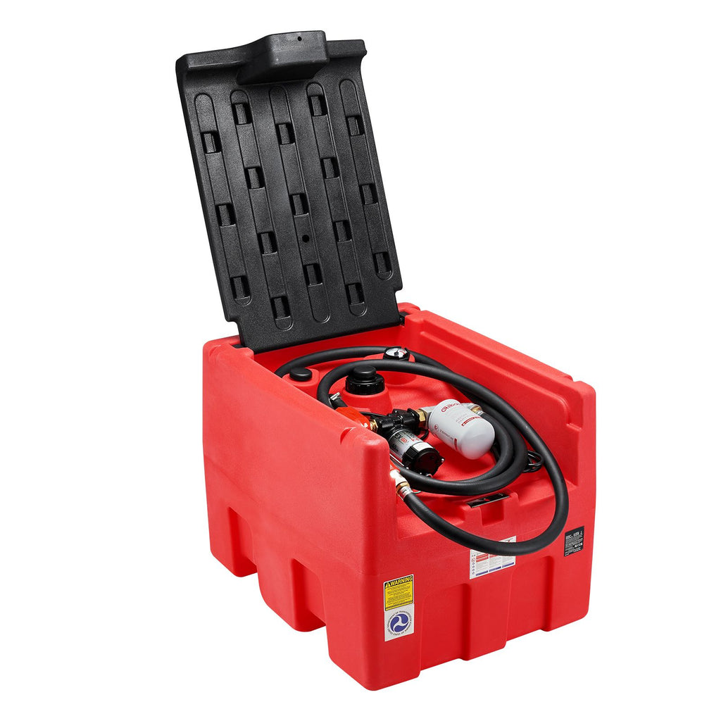 Portable Diesel & Gasoline Tank, 48 Gallon, 10.6GPM Flow Rate, Diesel Fuel Tank with 12V Electric Transfer Pump, 13.1ft Hose, Auto Fueling Nozzle, Transfer Tank for Easy Fuel Transportation, Red