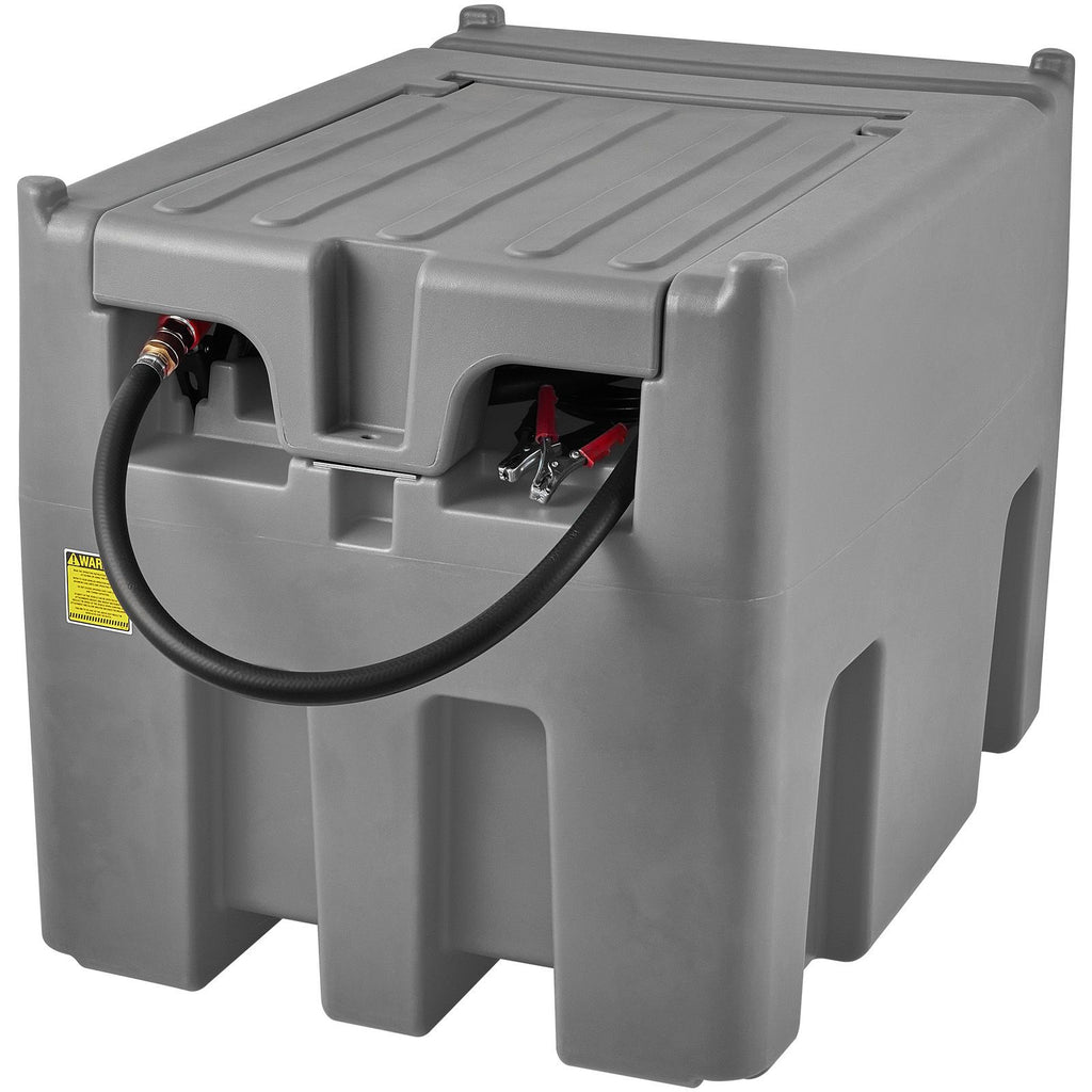 Portable Diesel Tank, 116 Gallon Capacity & 10 GPM Flow Rate, Diesel Fuel Tank with 12V Electric Transfer Pump and 13.1ft Rubber Hose, PE Diesel Transfer Tank for Easy Fuel Transportation, Gray