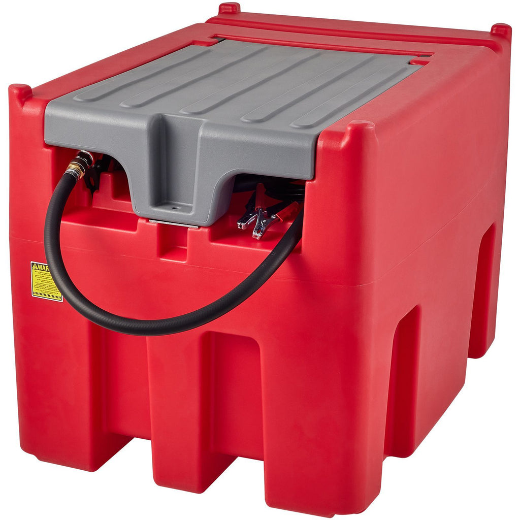 Portable Diesel Tank, 116 Gallon Capacity & 10 GPM Flow Rate, Diesel Fuel Tank with 12V Electric Transfer Pump and 13.1ft Rubber Hose, PE Diesel Transfer Tank for Easy Fuel Transportation, Red