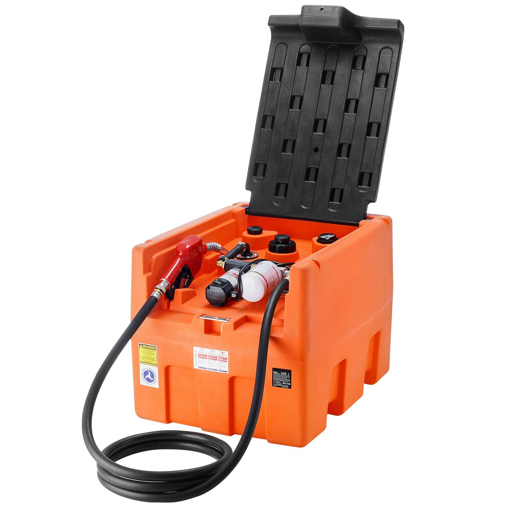 Portable Diesel Tank, 48 Gallon, 10.6GPM Flow Rate, Diesel Fuel Tank with 12V Electric Transfer Pump, 13.1 ft Hose, Auto Fueling Nozzle, Diesel Transfer Tank for Easy Fuel Transportation, Orange