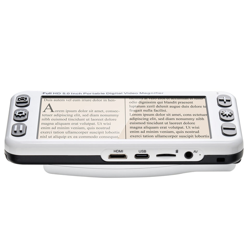 Portable Digital Magnifier, 5-inch HD Electronic Video Magnifier for Low Version, 2X - 48X Electronic Reading Aid with 13MP Near & Far Dual Lens, 26 Color Mode, AV/HDMI Output & Foldable Handle