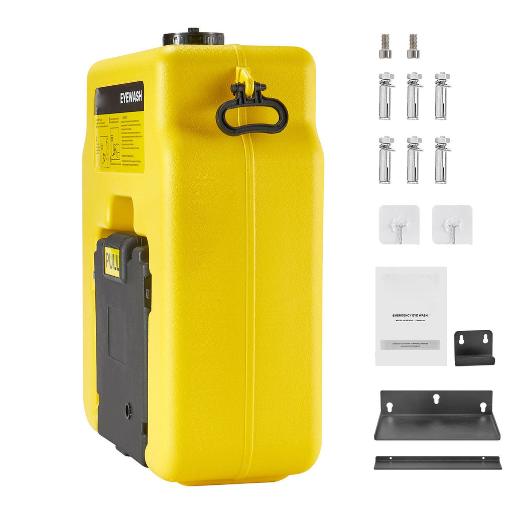Portable Eye Wash Station 14 Gal, OSHA-Approved Eyewash Station Wall-Mounted/On Flat Surface, Emergency Eye Wash Unit with 2 Sprays, First Aid Eyewash Units for Schools, Labs, Factories, Yellow