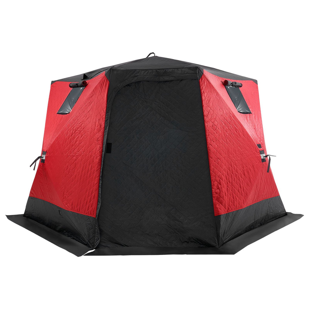 Portable Ice Shelter, 4-6 Person Insulated Pop-Up Ice Fishing Tent, 50 Square Feet Fishable Area, Thermal Ice Shanty for Winter Fishing, Ice Cube with Anchors, Ropes, Carrying Bag, 130"x130"