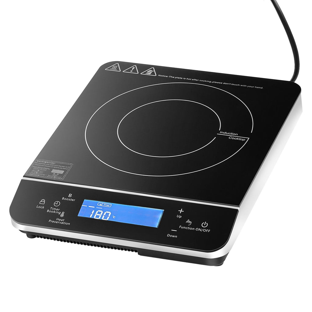 Portable Induction Cooktop, 1500W Electric Induction Burner with 9 Temperature Settings, Countertop Induction Hot Plate with 4H Timer, 24H Reservation, Child Lock, Easy to Clean, for Cooking