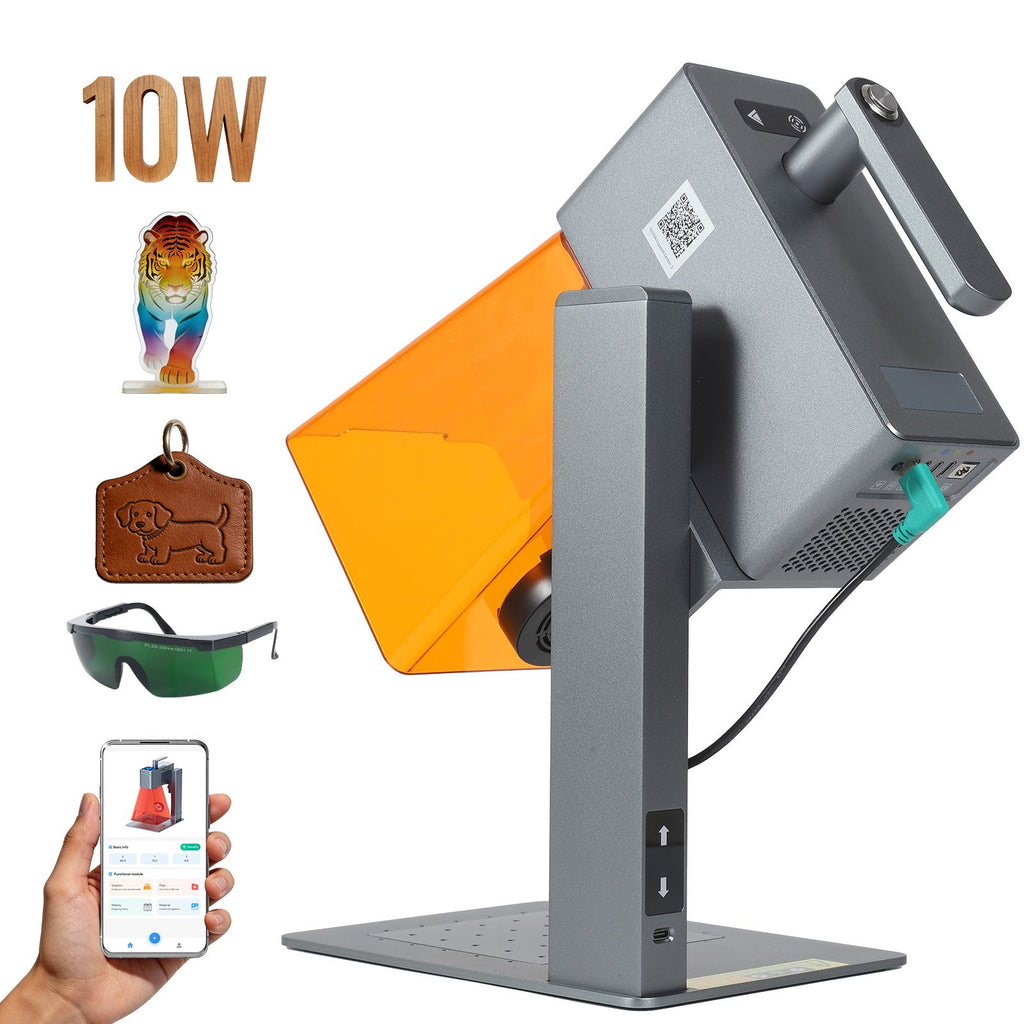 Portable Laser Engraver, 5000 mm/s High Speed, 12W Handheld Blue Laser Engraver and Cutter, Engraving Precision 0.01 x 0.01 mm, DIY Engraving Tool, for Wood, Acrylic, Leather, Cloth, Class 4