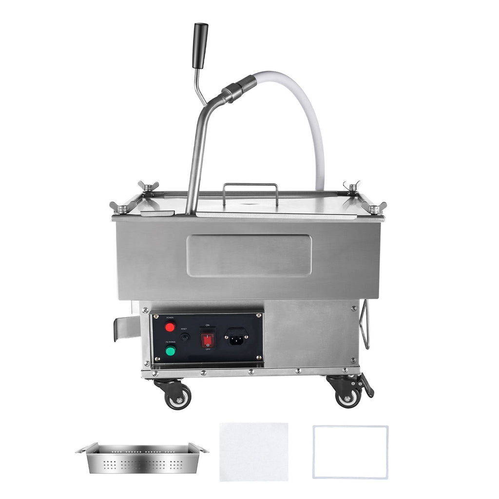 Portable Oil Filtering Unit, 18L Capacity, 10 L/min Filtering Speed, Equipped with Swivel Casters and Oil Hose, Ideal for Fast Food Venues