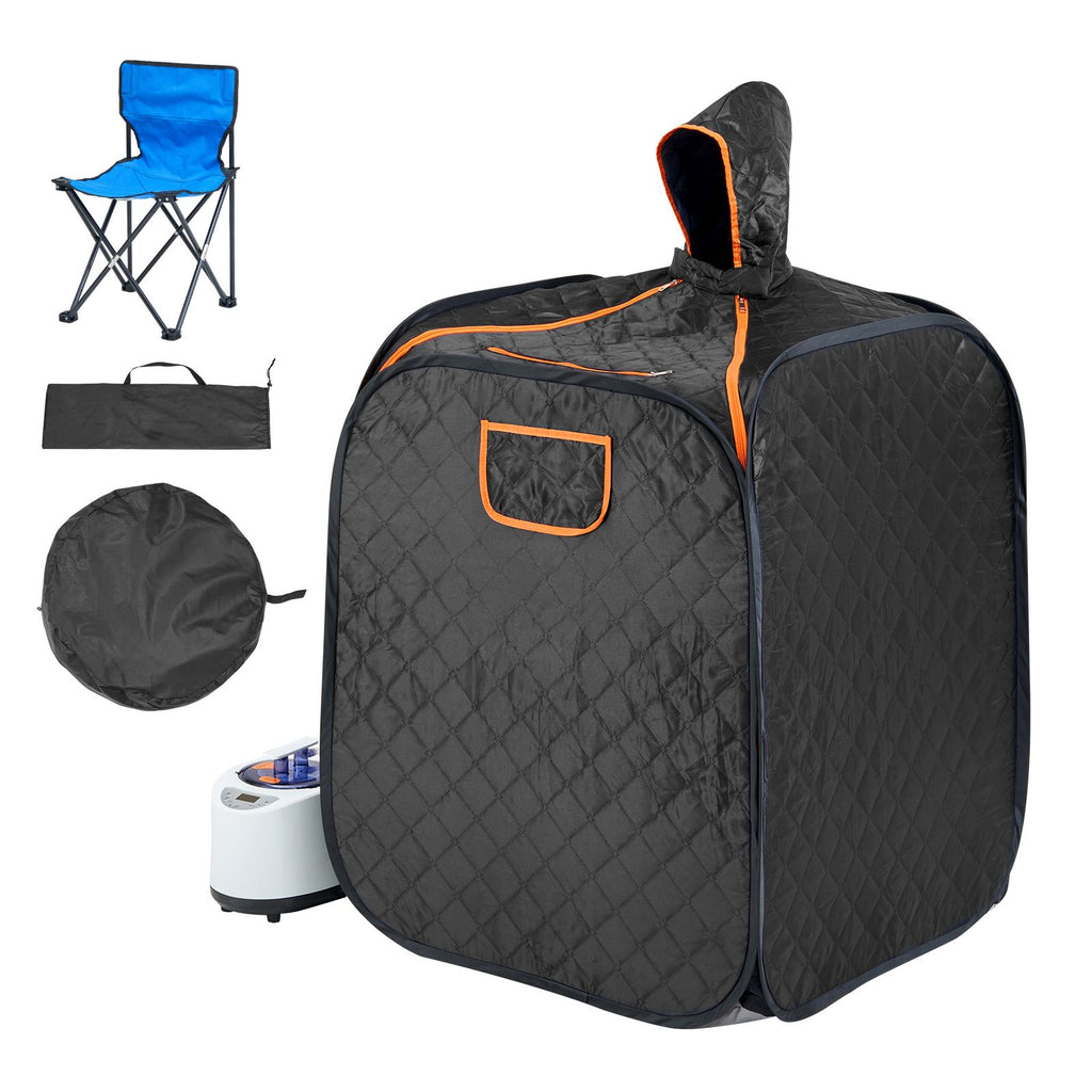 Portable Personal Steam Sauna Spa Tent with 1200 Watt Steam Generator, with Chair & Storage Bag, Home Therapeutic Sauna Blanket for Detox Relaxation, Time & Temperature Remote Control, Black