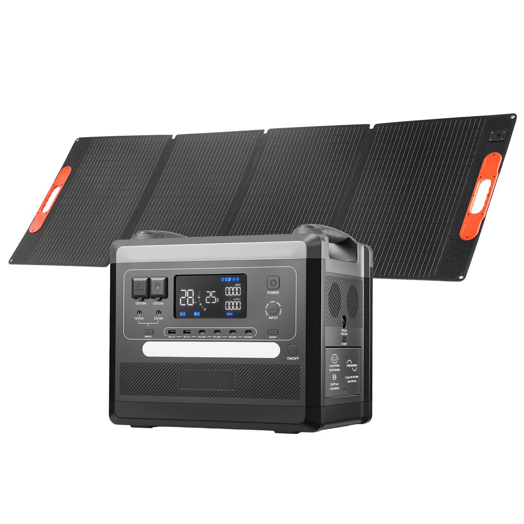 Portable Power Station, 2400W Portable Solar Generator with 200W Foldable Solar Panel, 2160Wh Expandable LiFePO4 Battery Backup with 10 Output Ports & Adjustable Input Power for Home Camping RV
