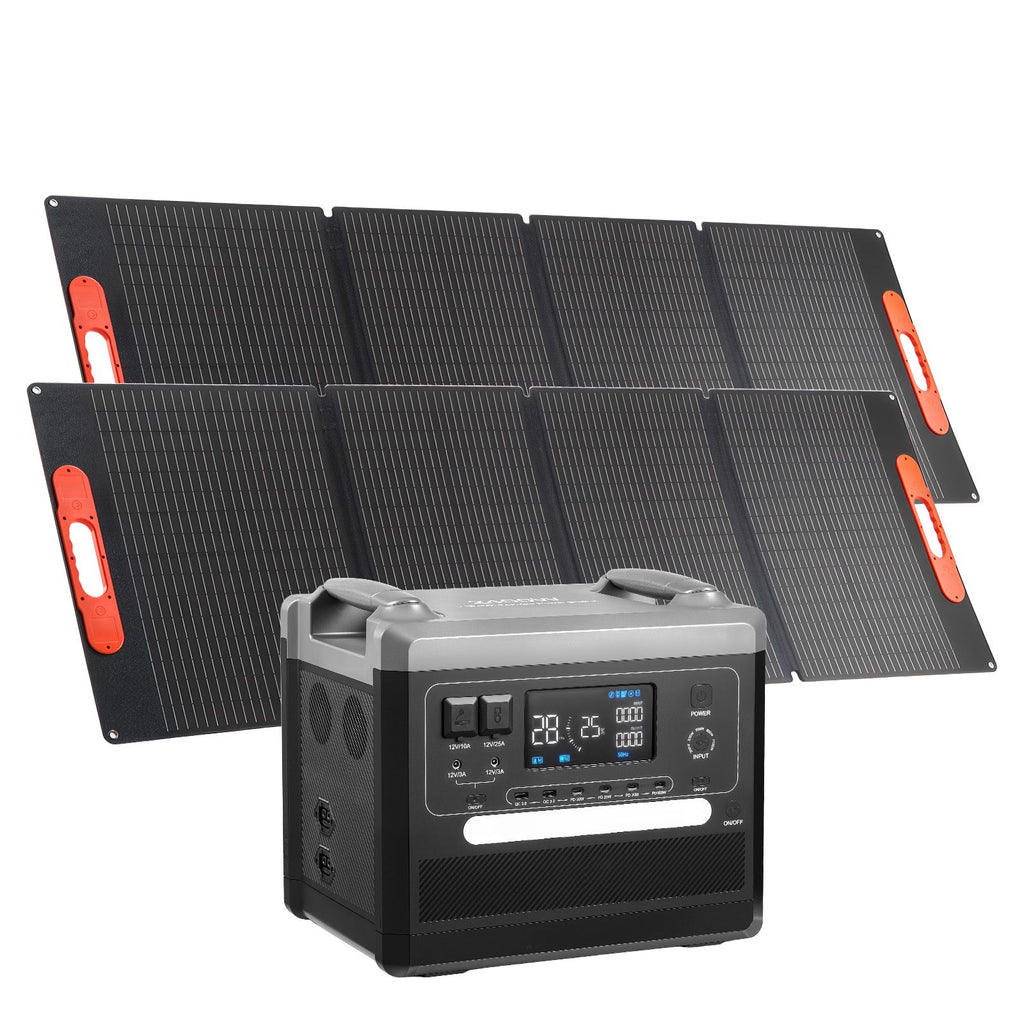 Portable Power Station, 2400W Portable Solar Generator with 2PCS * 200W Foldable Solar Panels, 2160Wh Expandable LiFePO4 Battery Backup with 10 Output Ports for Home Backup Outdoor Camping RV