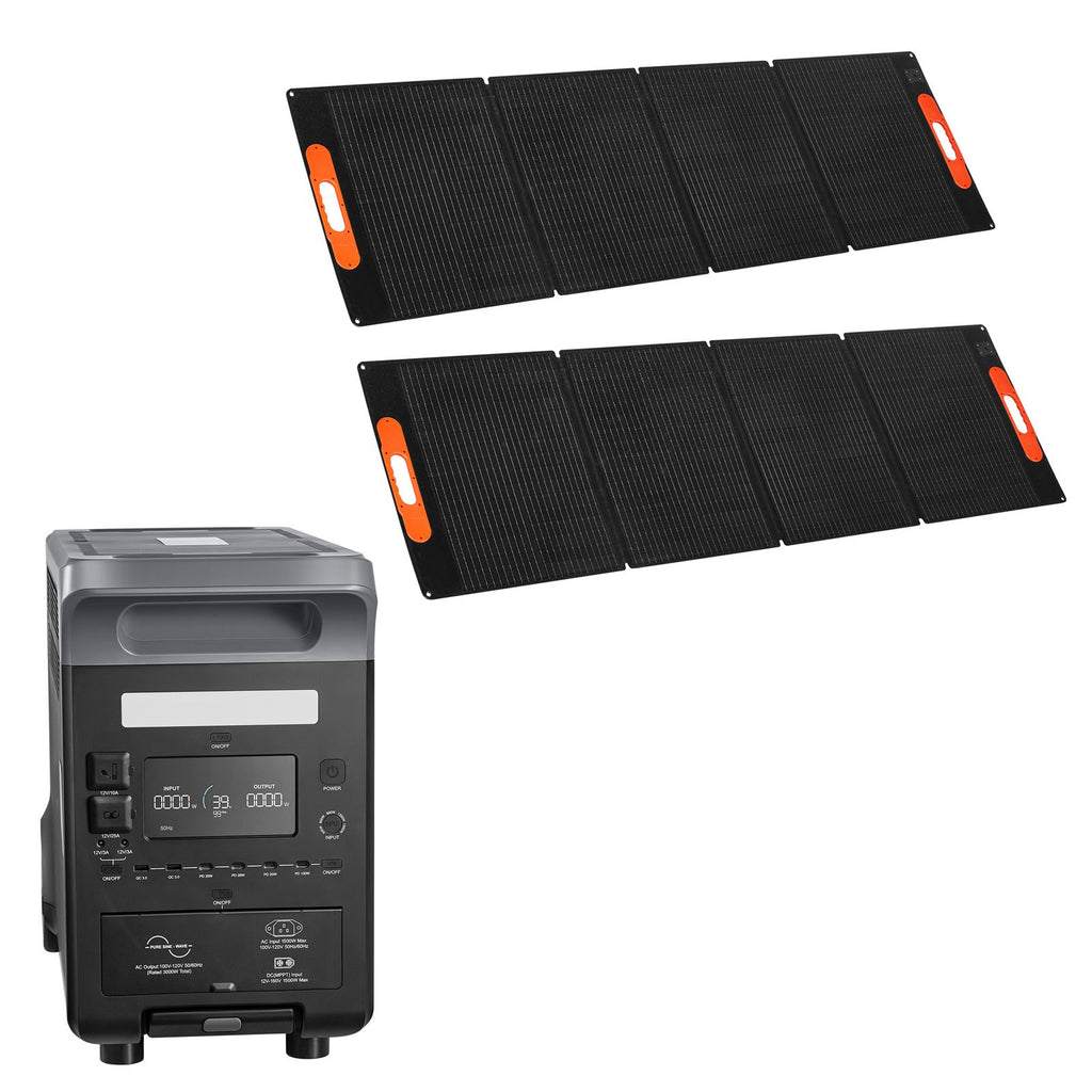 Portable Power Station with 2PCS 200W Solar Panels, 3000W Solar Generator Power Station, 3072Wh LiFePO4 Battery Backup with 15 Output Ports for for Home Emergency, Outdoor Camping, RV Travel