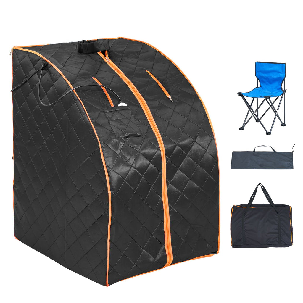 Portable Sauna Tent, 1050W Personal Sauna Kit for Home Spa, Detoxify & Soothing Infrared Heated Body Therapy, Time & Temperature Remote Control with Chair & Floor Mat & Storage Bag, Black