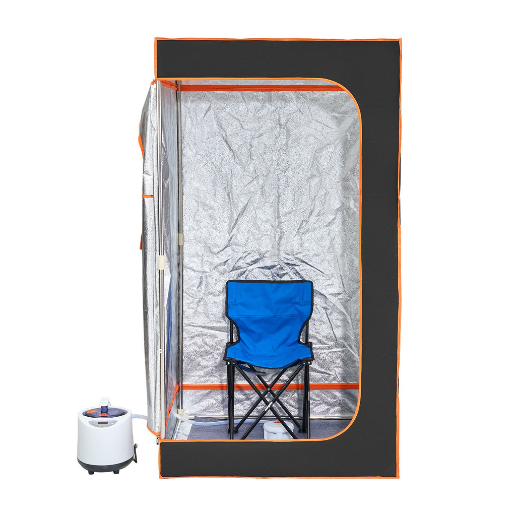 Portable Steam Sauna Tent Full Size, 1200W With Visible Window, Personal Sauna Blanket Kit for Home Spa, Detoxify & Soothing Heated Body Therapy,Time&Temperature Remote Control with Chair,Black