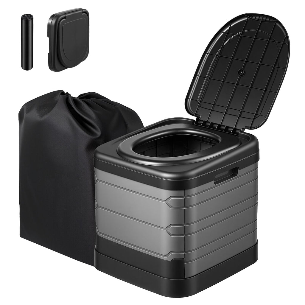 Portable Toilet, 330 lbs Load Capacity, Folding Camping Toilet for Adults, Outdoor Travel Potty with Carry Bag, Trash Bags, Suitable for Home Use, RV Travel, Camping, Hiking, Boating, Car, Trips