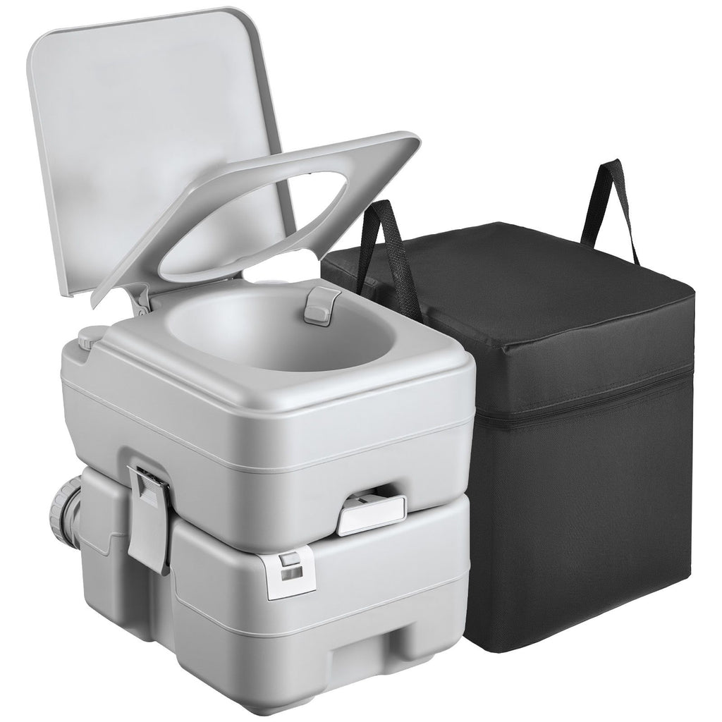 Portable Toilet, 5.3 Gallon Detachable Waste Tank, 120 Flushes, Camping Toilet for Adults, Outdoor Travel Potty with Level Indicator, Carry Bag, Suitable for RV Travel, Camping, Hiking, Boating