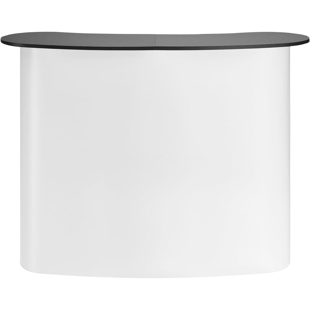 Portable Tradeshow Podium Table, 51.18" x 18.31" x 37.4", Display Exhibition Counter Stand Booth Fair with Wall, Foldable Promotion Retail Bar Table Pop Up Podium with Storage Rack, Carrying Bag
