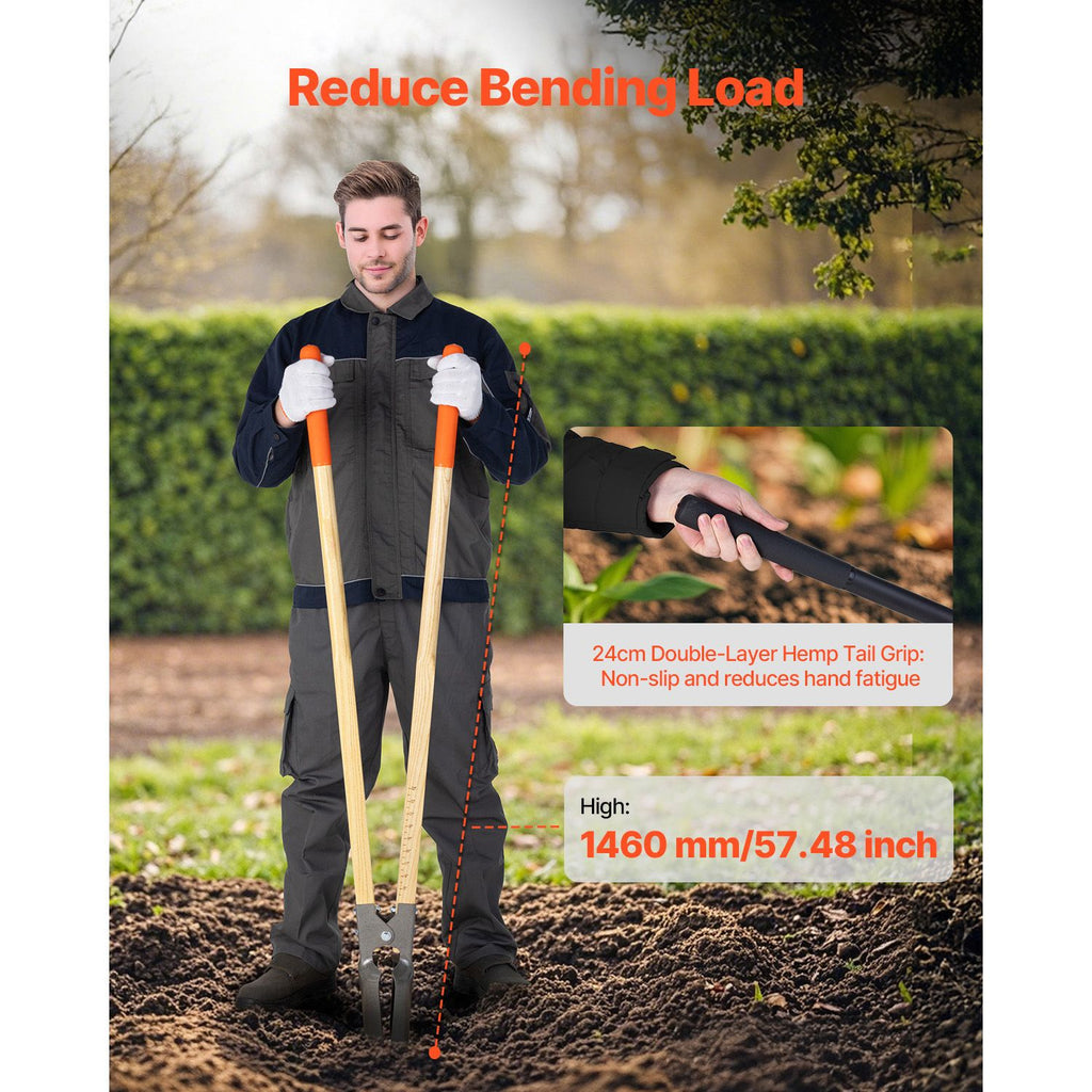 Post Hole Digger, Heavy Duty Post Hole Digger with Wood Handle, Manual Hole Digger with Scale Markings and Metal Blade, Post Hole Digger Tool for Digging Yard Work Gardening Outdoors, 57.5-Inch image 2