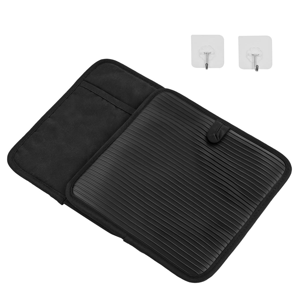 Pot Holders, Heat Resistant to 500 Fahrenheit with Ribbed Soft Anti-Slip Silicone Strips, 100% Cotton 9.06 x 8.98 inch Hot Pads with 2 No-Marks Hooks, Washable Pot Trivets for Barbeque, 2 Pack