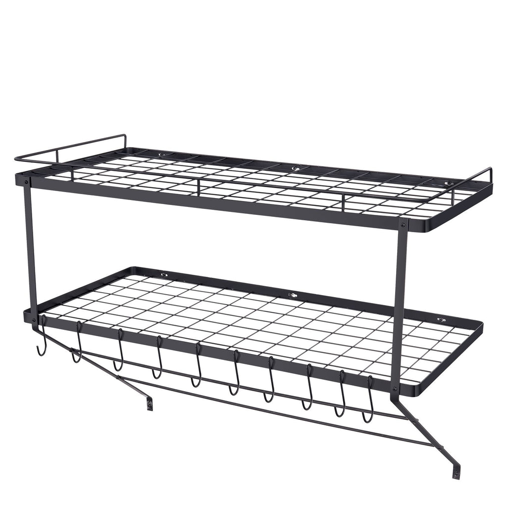 Pot Rack Wall Mounted, 30 inch Pot and Pan Hanging Rack, Pot and Pan Hanger with 12 S Hooks, 55 lbs Loading Weight, Ideal for Pans, Utensils, Cookware in Kitchen