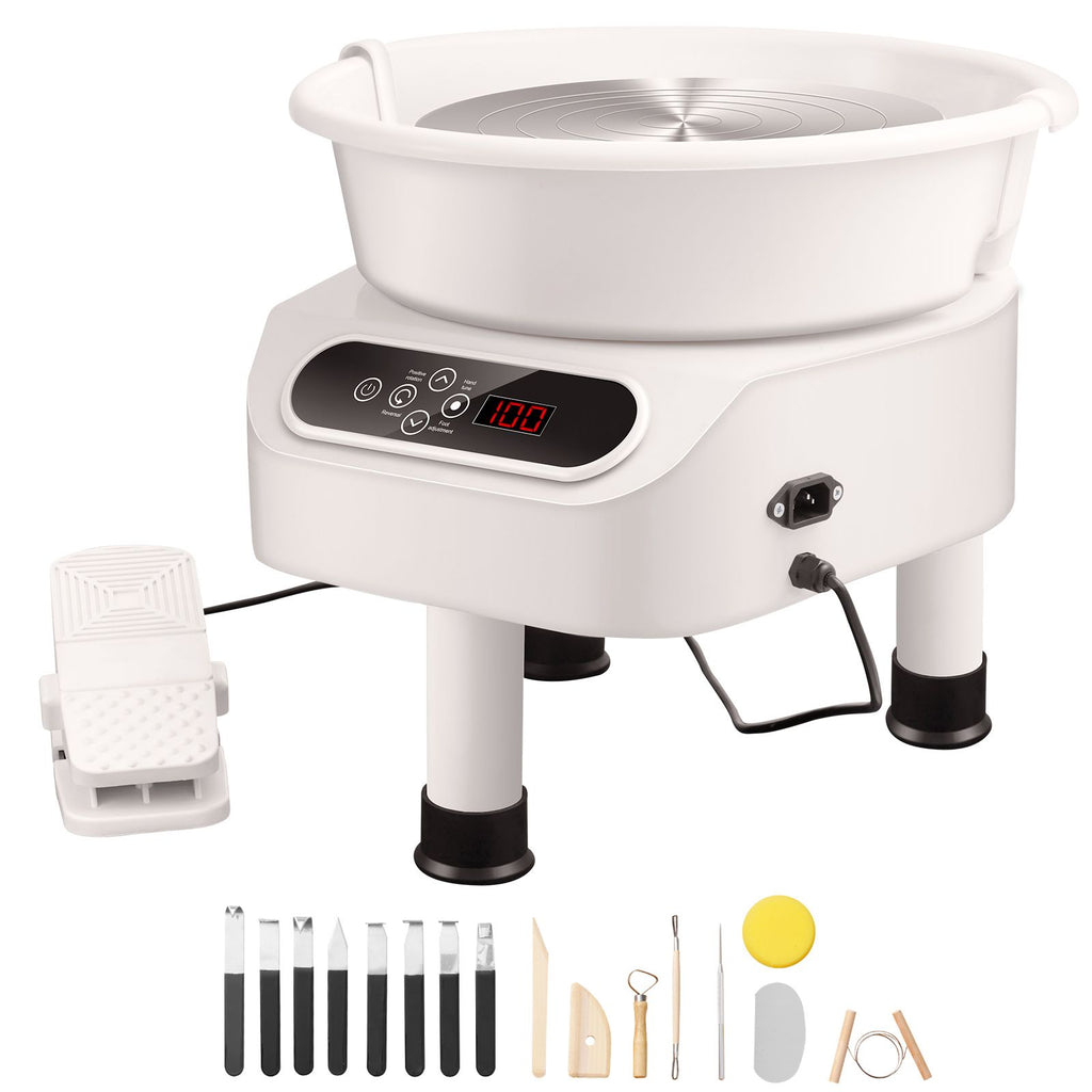 Pottery Wheel, 10 inch Pottery Forming Machine, Direct Drive Ceramic Wheel with 3 Support Legs for DIY Art Craft, 350W Electric Wheel for Pottery with Foot Pedal and LCD Touch Screen, White