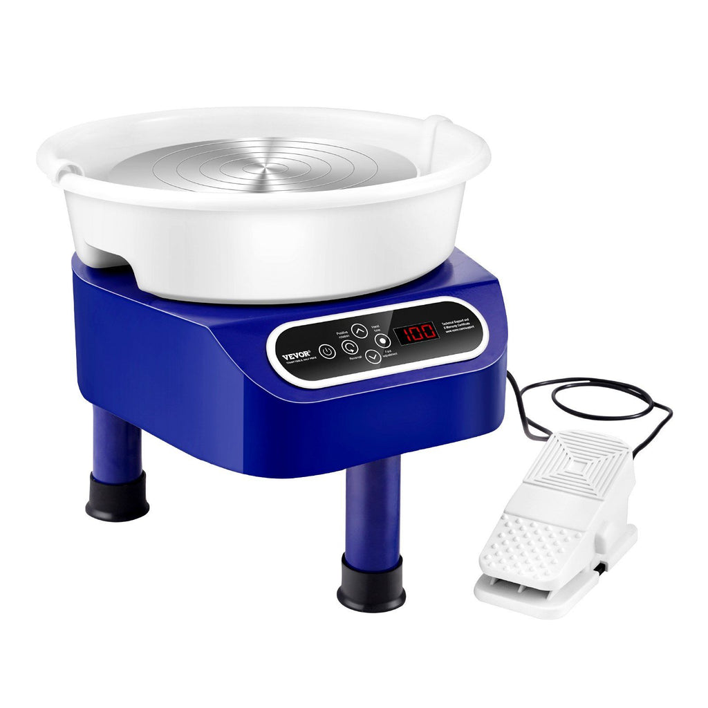 Pottery Wheel, 11 inch Pottery Forming Machine, 450W Electric Wheel for Pottery with Foot Pedal and LCD Touch Screen, Direct Drive Ceramic Wheel with 3 Support Legs for DIY Art Craft, Blue