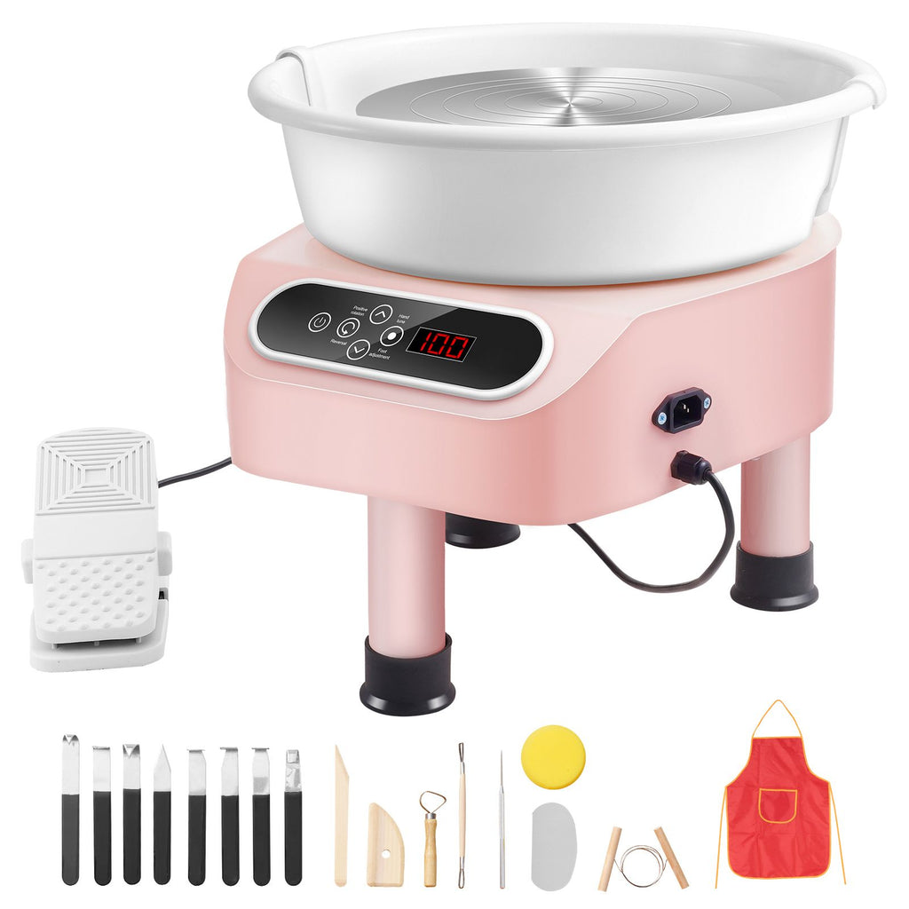 Pottery Wheel, 11 inch Pottery Forming Machine, Direct Drive Ceramic Wheel with 3 Support Legs for DIY Art Craft, 450W Electric Wheel for Pottery with Foot Pedal and LCD Touch Screen, Pink