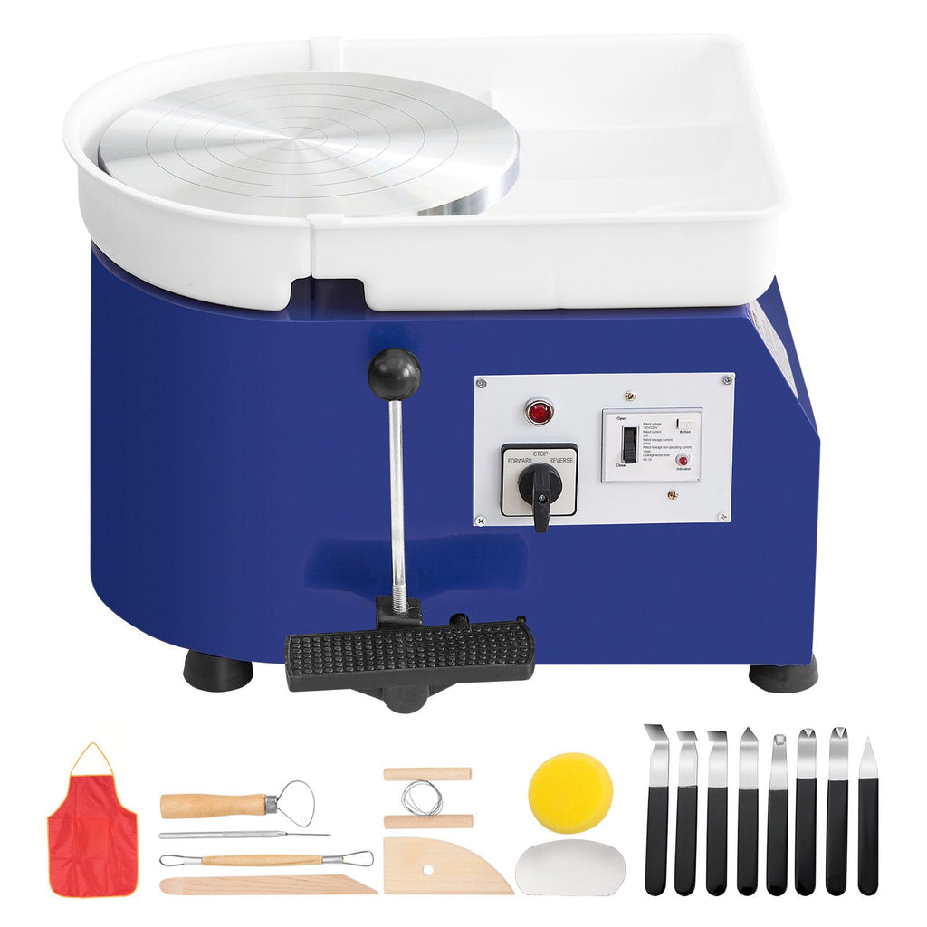 Pottery Wheel, 350W, 11 in Clay Wheel Forming Machine, 60-300 RPM Adjustable Speed with Handle and Pedal Control, ABS Detachable Basin, Accessory Kit for Adults and Beginners Craft DIY, Blue