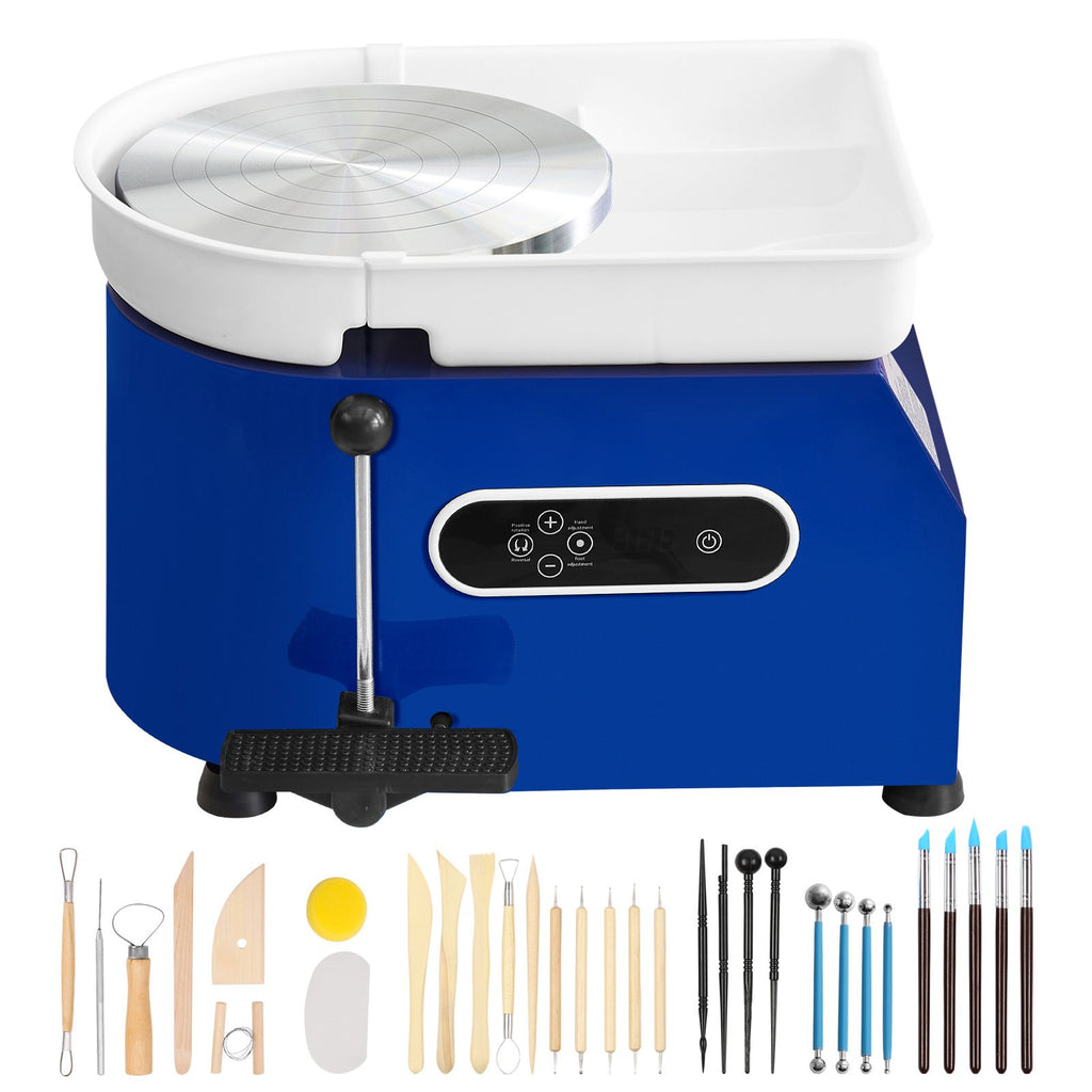 Pottery Wheel, 450W, For Adults and Beginners, 11in Clay Wheel Machine, Adjustable 60-300RPM Speed Handle and Pedal, ABS Detachable Basin, Accessory Kit for Craft DIY, LCD Touch Screen, Blue