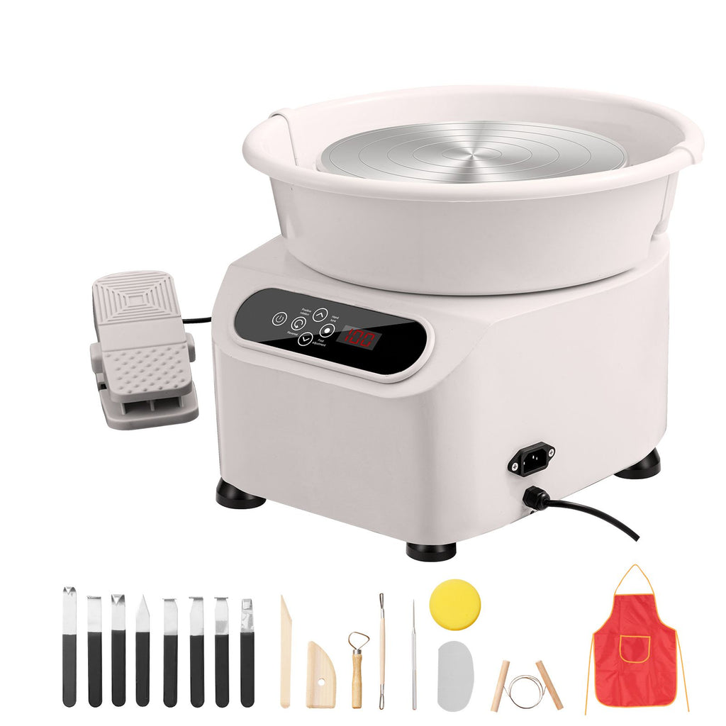 Pottery Wheel, Direct Drive Ceramic Wheel with Shaping Tools for DIY Art Craft, 11 inch Pottery Forming Machine, 450W Electric Wheel for Pottery with Foot Pedal and LCD Touch Screen, White