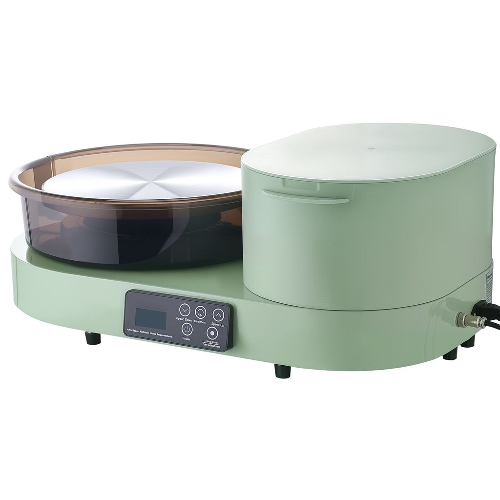 Pottery Wheel for Adults, 11" Aluminum Turntable, 450W Electric Table Top Pottery Wheel with Foot Pedal, 30-300 RPM Adjustable Speed, Aluminum Body, for Beginners, DIY Clay Art Craft, Green