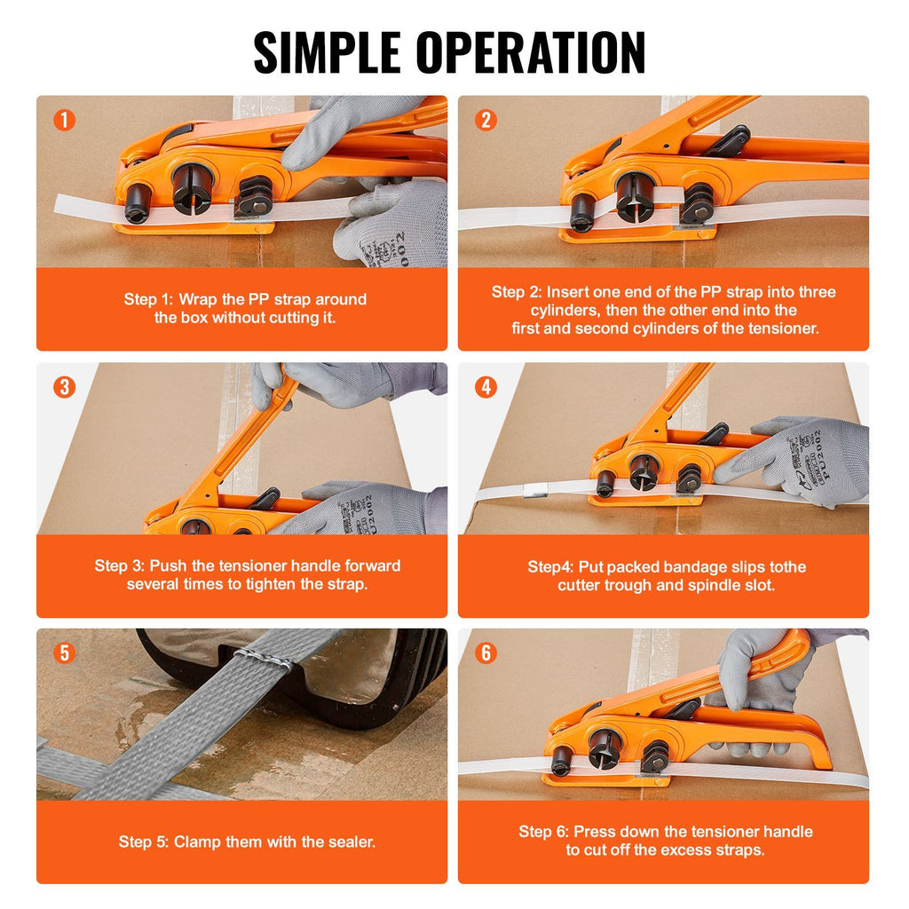 PP Banding Strapping Kit with Strapping Tensioner Tool, Banding Sealer Tool, 328 ft Length, 100 Metal Seals, Pallet Packaging Strapping Banding Kit, Banding Packaging Strapping for Packing