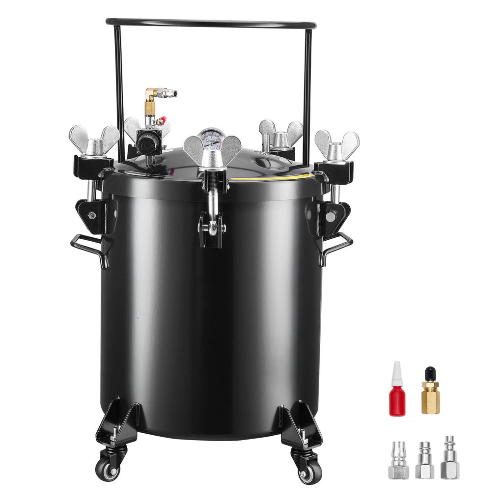 Pressure Pot Paint Tank, 10.6 Gal/40 L Heavy Duty Steel Air Tool Pressure Pot, Spray Paint Pressures Pots with Three Quick-Connect Couplers for Home Use, DIY, Art Creations, Large-Diameter Tank