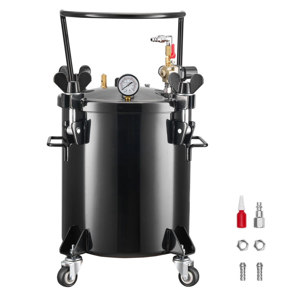 Pressure Pot Paint Tank, 5.3 Gal/20 L Heavy Duty Steel Air Tool Pressure Pot, Spray Paint Pressures Pots with Three Quick-Connect Couplers for Home Use, DIY, Art Creations, Large-Diameter Tank