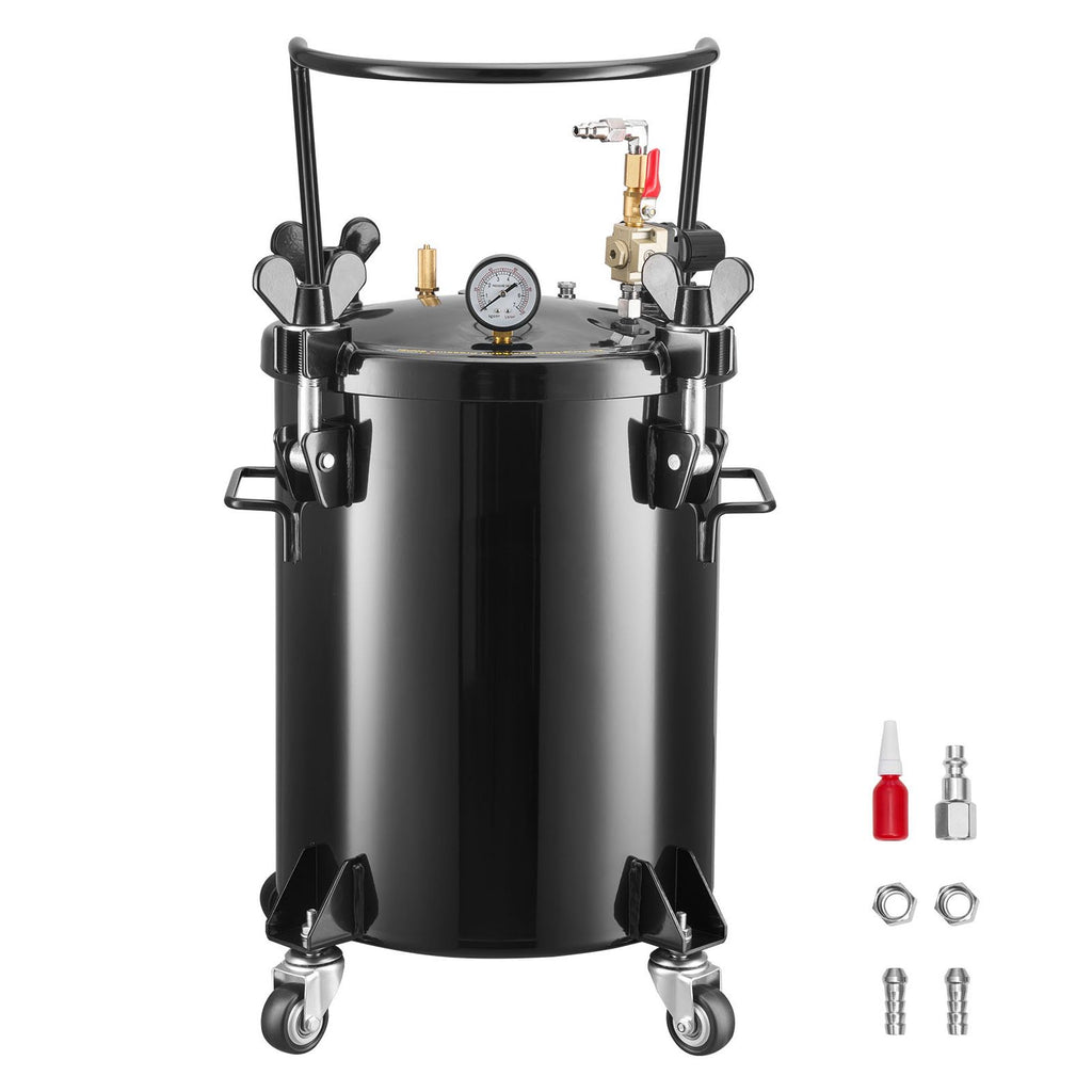 Pressure Pot Paint Tank, 7.9 Gal/30 L Heavy Duty Steel Air Tool Pressure Pot, Spray Paint Pressures Pots with Three Quick-Connect Couplers for Home Use, DIY, Art Creations, Large-Diameter Tank