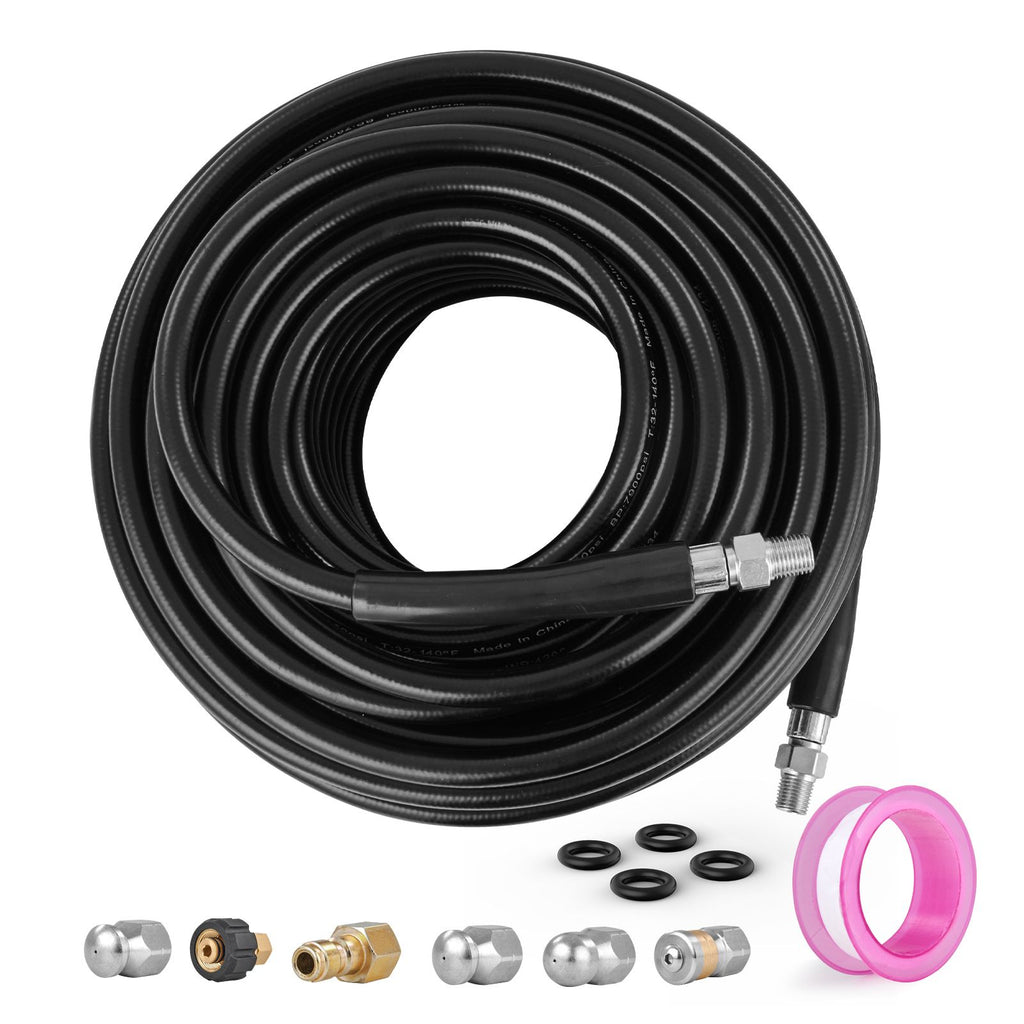Pressure Washer Hose, 100FT, 1/4" Kink Free Brass Thread Replacement For Most Brand Pressure Washers, 3/4'' Bending Radius, 4200 PSI Heavy Duty Power Washer Extension Spray Nozzle