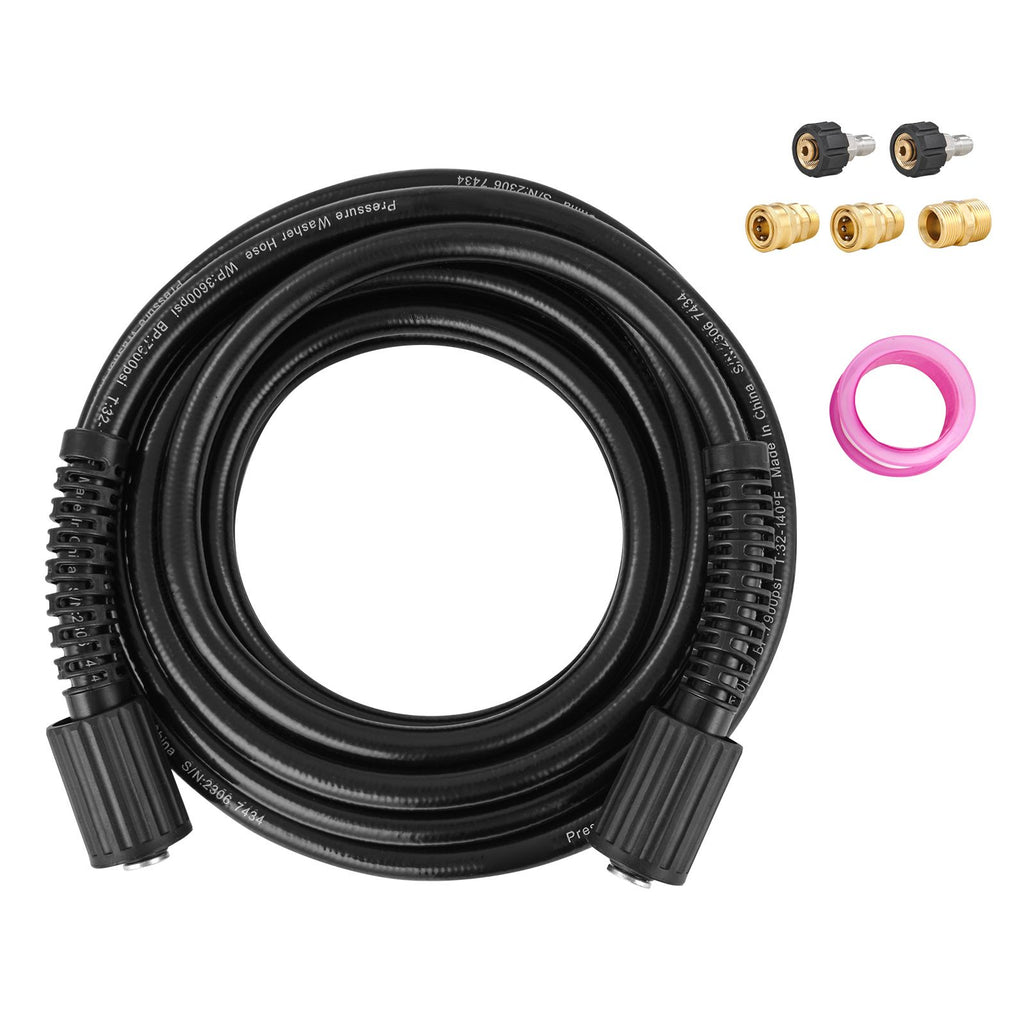 Pressure Washer Hose, 50 FT, 1/4" Kink Free M22-14mm Brass Thread Replacement For Most Brand Pressure Washers, 3/4'' Bending Radius, 3600 PSI Heavy Duty Power Washer Extension Replacement Hose