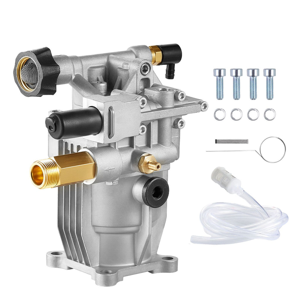 Pressure Washer Pump, 3/4" Shaft Horizontal, 3100 PSI, 2.35 GPM, Replacement Power Washer Pumps Kit with Hardware and Siphon Tube, Compatible with Simpson, Honda, Troy-Bilt, Generac and Delta