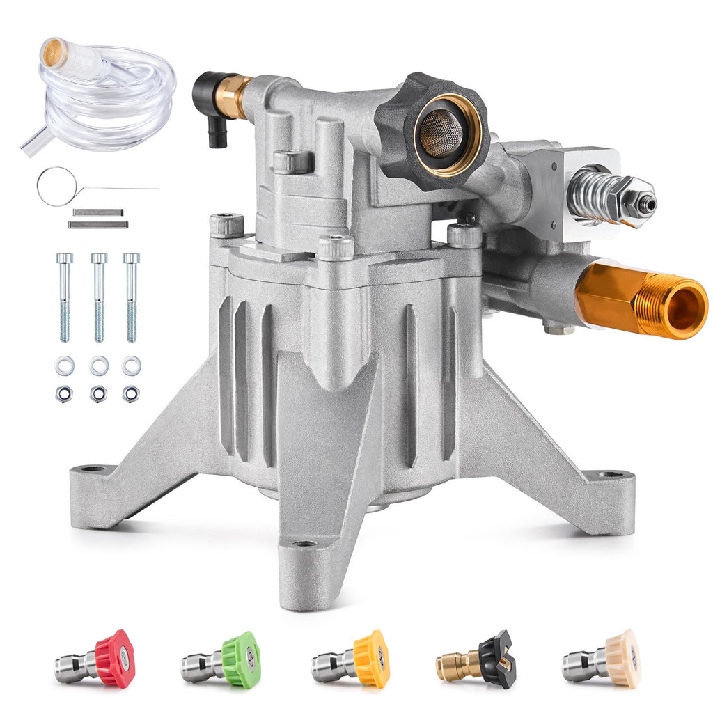Pressure Washer Pump, 7/8" Shaft Vertical, 3300 PSI, 3.0GPM, Replacement Power Washer Pumps Kit with 5 Nozzles, Hardware and Siphon Tube, Compatible with RYOBI, Honda, Briggs and Stratton