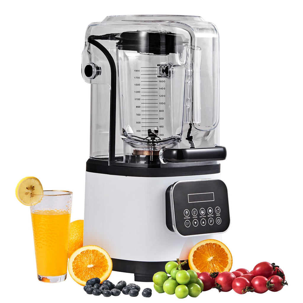 Professional Blender with Shield, Commercial Countertop Blenders, 68 oz Plastic Jar Blender Combo, Stainless Steel 9 Speed & 5 Functions Blender, for Shakes, Smoothies, Peree, White