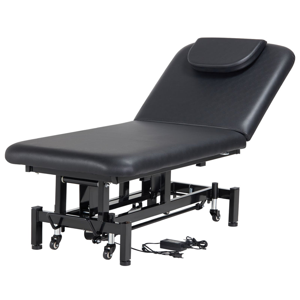 Professional Electric Lift Massage Table, 0-45° Adjustable Backrest Medical Table Beauty Bed, Height Adjustable Tattoo Spa Table on Wheels, Electric Massage Table with Headrest, 550LBS
