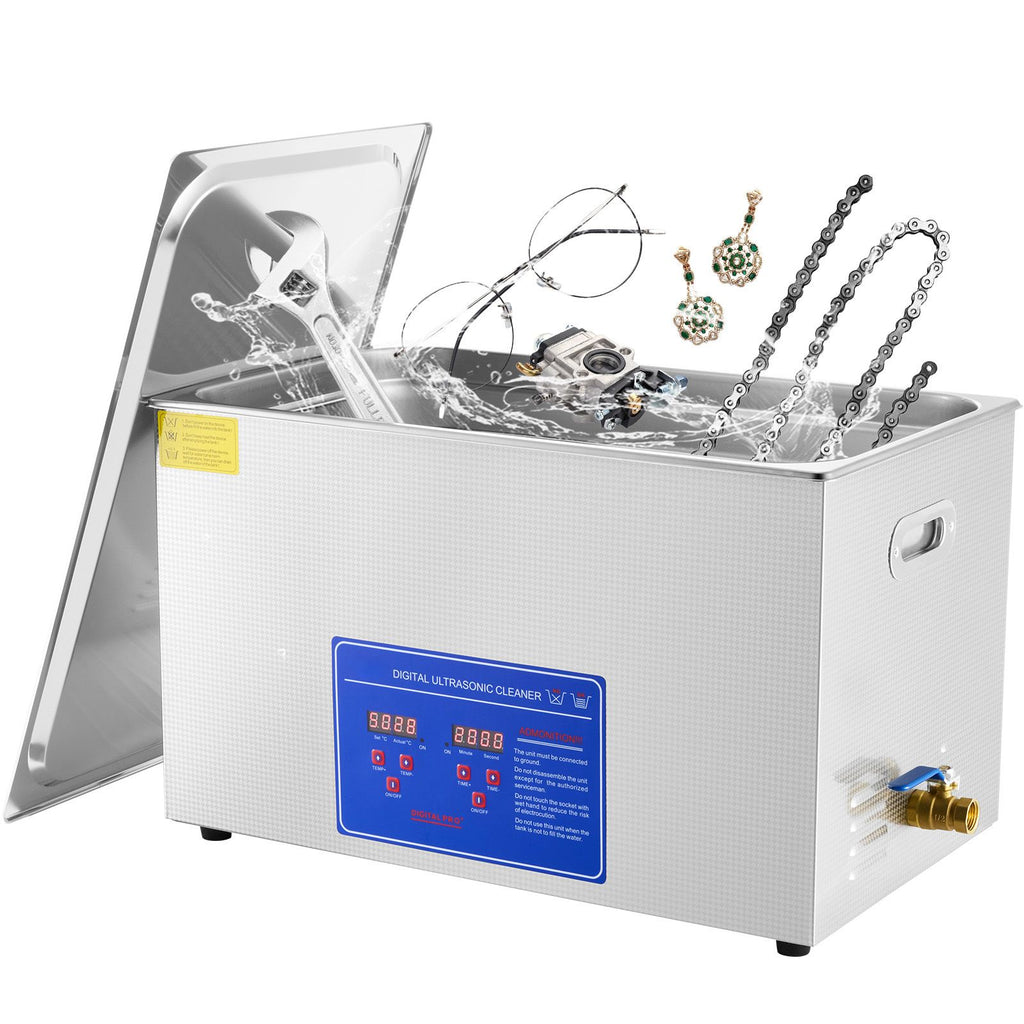 Professional Ultrasonic Cleaner, 30 L Ultrasonic Jewelry Cleaner with Digital Timer & Heater, Stainless Steel Industrial Sonic Cleaner 40kHz for Glasses, Watches, Rings, Small Parts