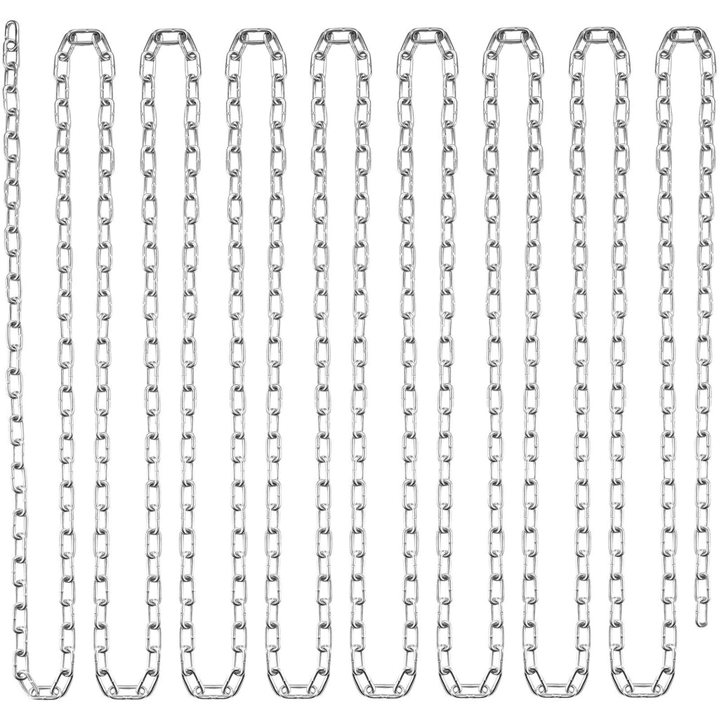 Proof Coil Chain, 1/8" x 100', 330 lbs Safe Working Load, Zinc Plated Proof Tested Coil Chain with Two Quick Links, Galvanized Carbon Steel Link Chain for Towing, Hanging, Camping, Pet Towing
