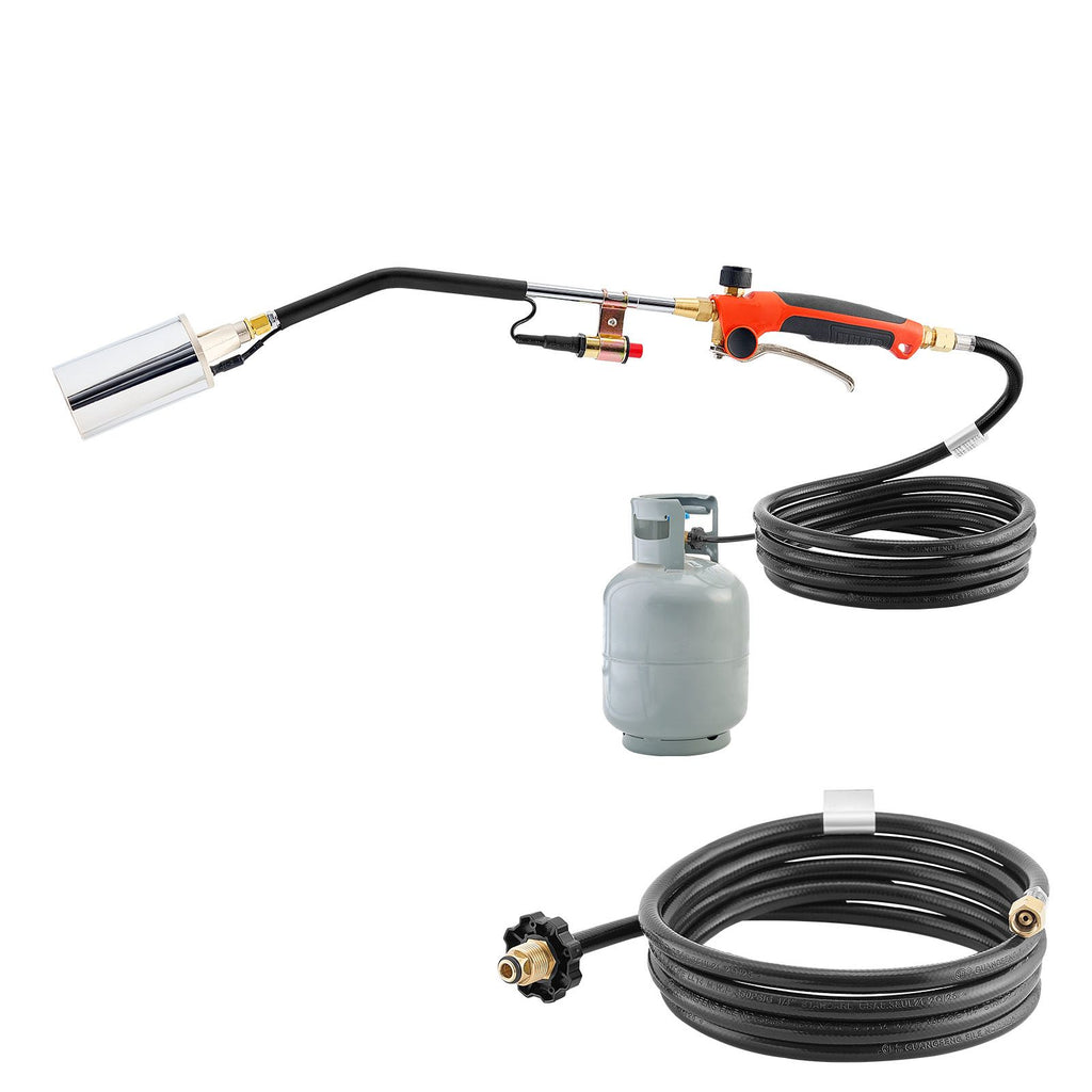 Propane Torch Weed Burner, High Output 1,800,000 BTU with 10 ft Hose, Heavy Duty Blow Torch with Adjustable Flame and Turbo Trigger Push Button Igniter, Flamethrower Kit for Garden Ice Snow Road