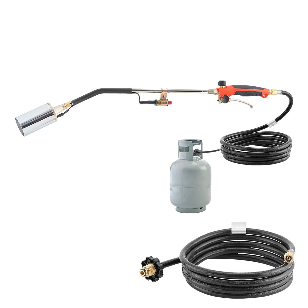 Propane Torch Weed Burner, High Output 2,400,000 BTU with 10 ft Hose, Heavy Duty Blow Torch with Adjustable Flame and Turbo Trigger Push Button Igniter, Flamethrower Kit for Garden Ice Snow Road