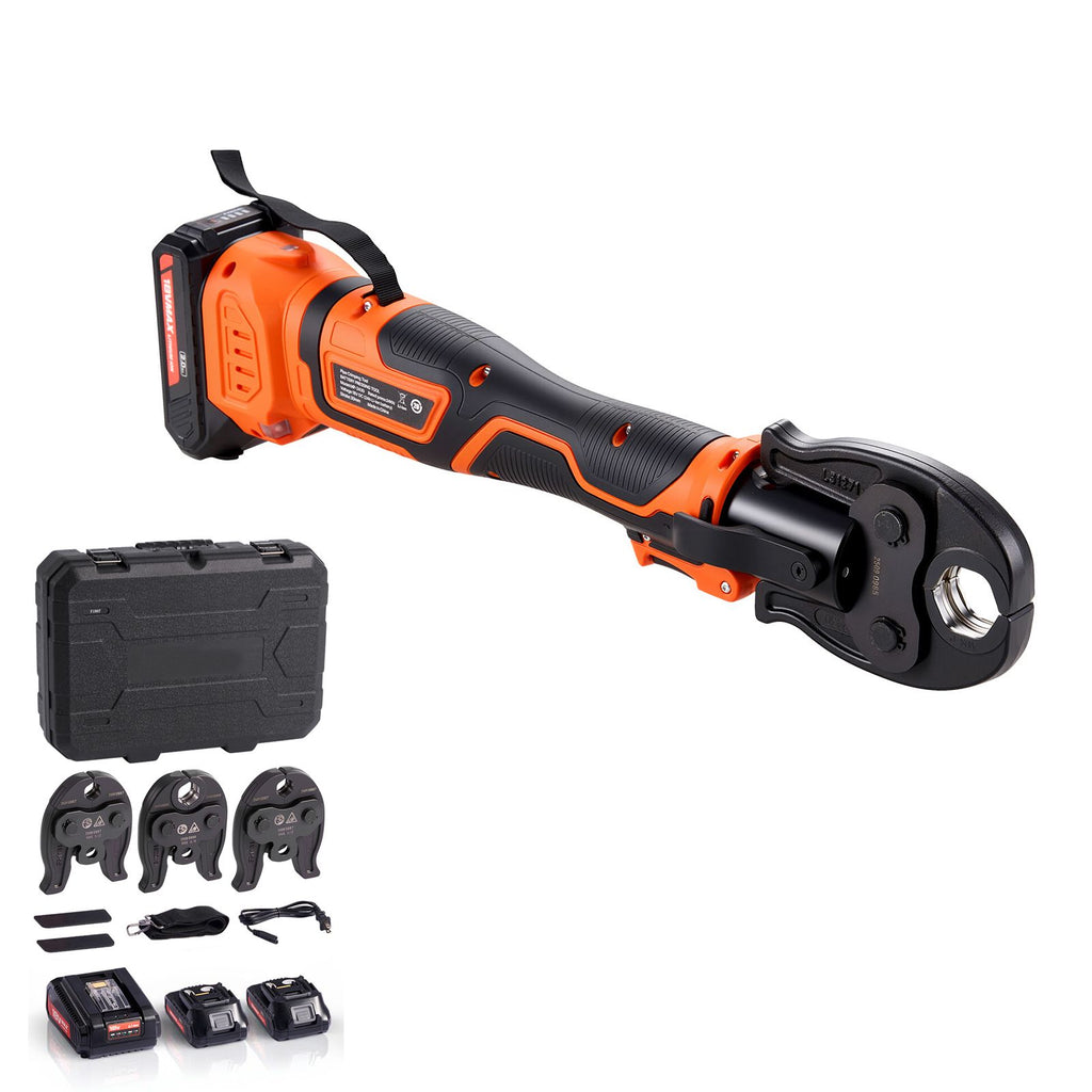 ProPress Tool Kit, 18V Electric Pipe Crimping Tool for 1/2", 3/4", 1" Copper Tubes, Pro Press Copper Crimper Tool with 3 VUS Press Jaws, 2pcs 2AH Batteries, Fast Charger & Carrying Case