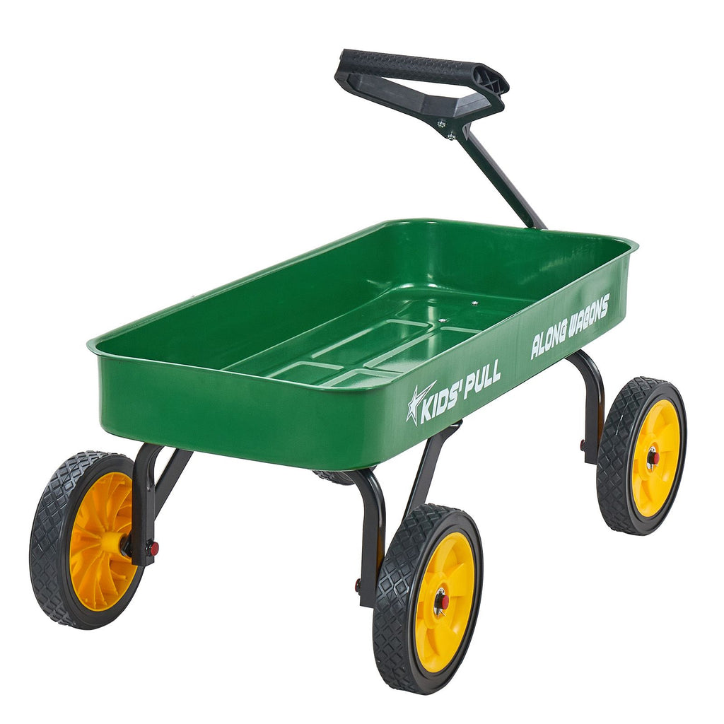 Pull-Along Wagon for Kids, 39 inch Toddler Wagons, Supports up to 176 lbs, All-Terrain Wagons with Handle, Utility Wagon Cart Birthday Present for Kids Gardening Beach Camping, Green