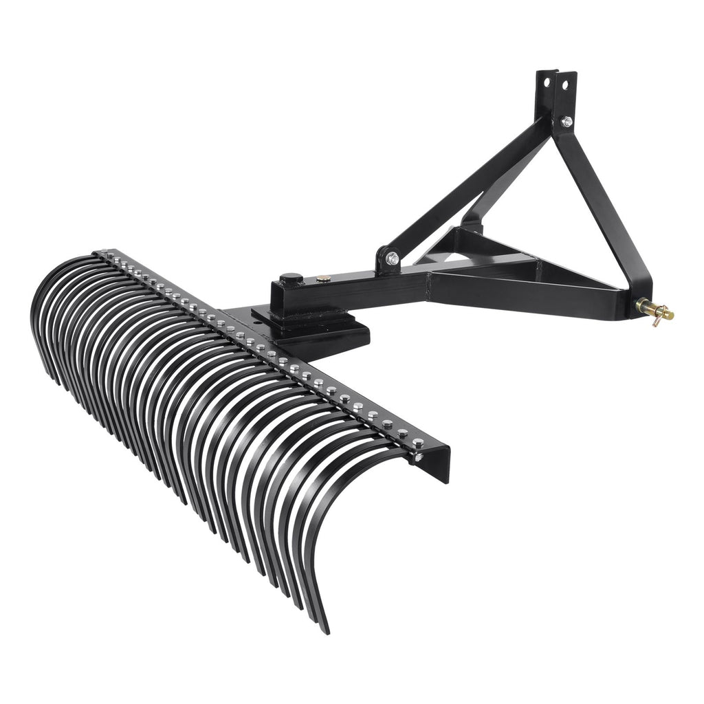 Pull-Behind Thatch Remover, 60" Width, Equipped with 32 Durable Steel Prongs, Tractor-Compatible 3-Point Hitch Garden Rake, Ideal for Soil Preparation and Grass Maintenance