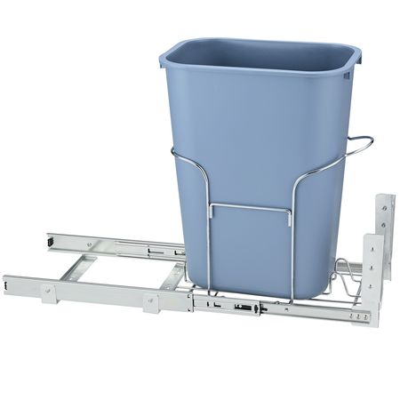 Pull-Out Trash Can, 35L Single Bin, Under Mount Kitchen Waste Container with Slide, Handle and Door Mounting Kit, 110 lbs Load Capacity Heavy Duty Garbage Recycling Bin for Kitchen Cabinet, Sink