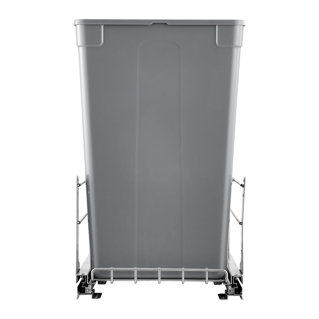 Pull-Out Trash Can, 50 QT x2 Double Under Mount Kitchen Waste Container, Heavy Duty Garbage Recycling Bin with Door Kit and Soft Close Slide, for Kitchen Cabinet, Sink, Under Counter (Grey)