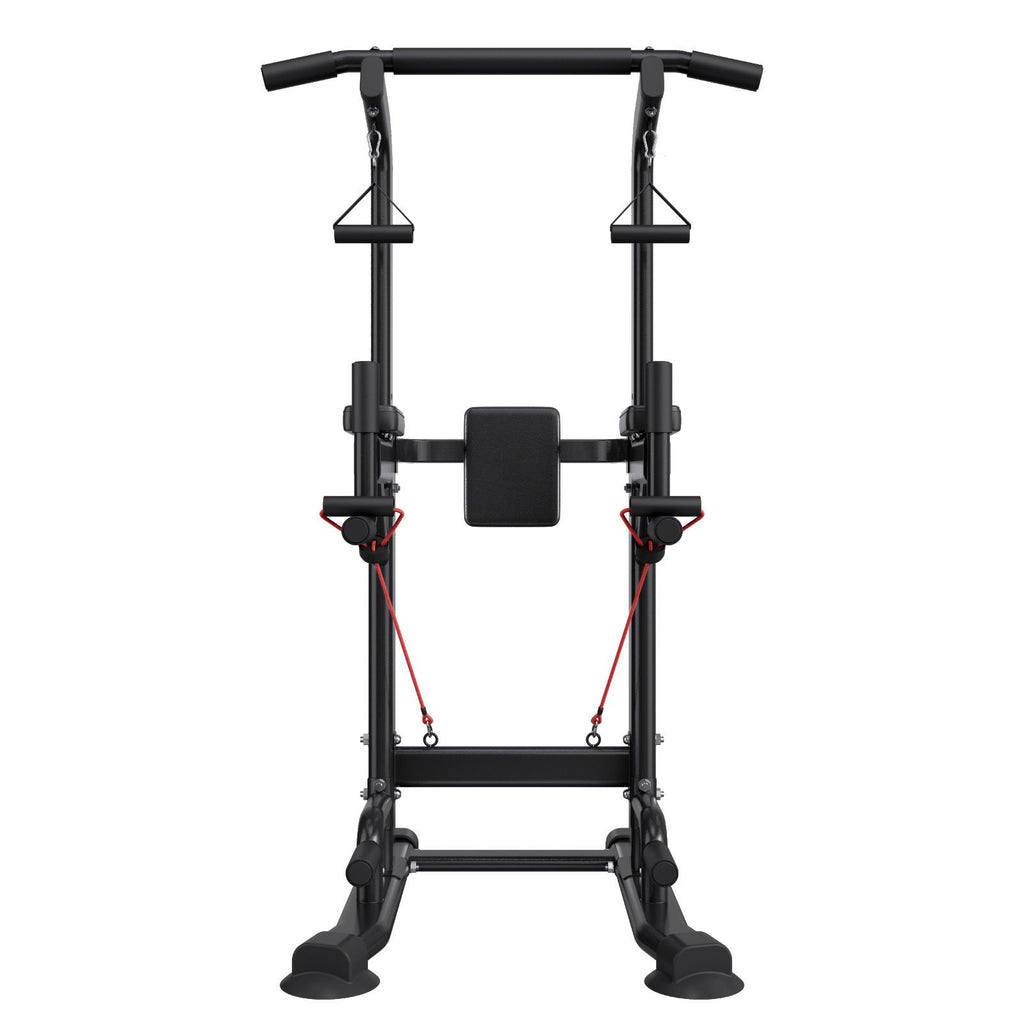 Pull Up Bar, 330 LBS Power Tower Dip Station, Workout Dip Station with H-Shaped Stable Base & Back Pad, Adjustable 12 Level Height Free Standing Chin Up Bar for Back, 4-Level Adjustable Back Pad