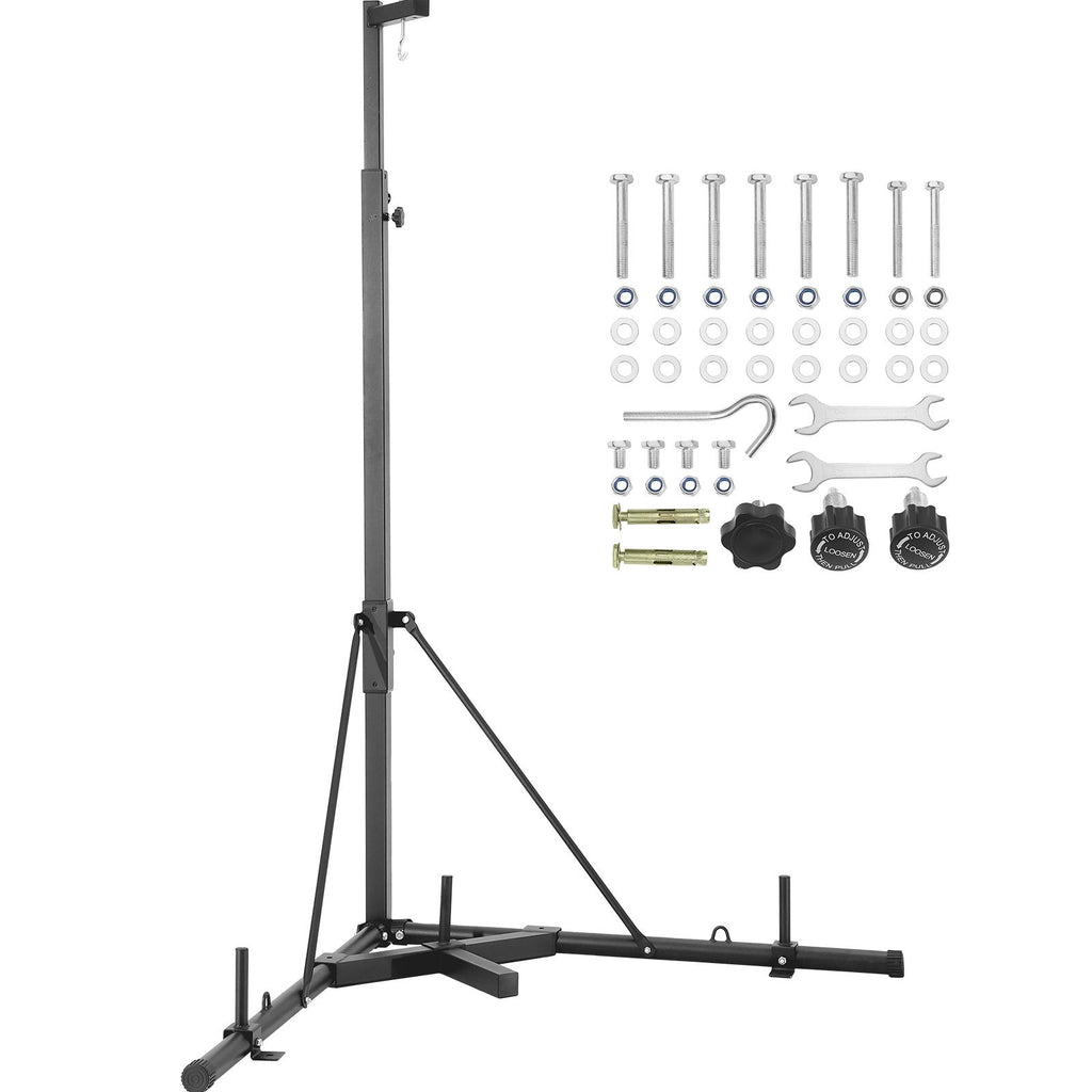 Punching Bag Stand, Steel Heavy Duty Workout Training Equipment, Adjustable Height Boxing Punching Stand with Weighted Base, Holds Up to 143 lbs, Freestanding Sandbag Rack for Home Gym Fitness